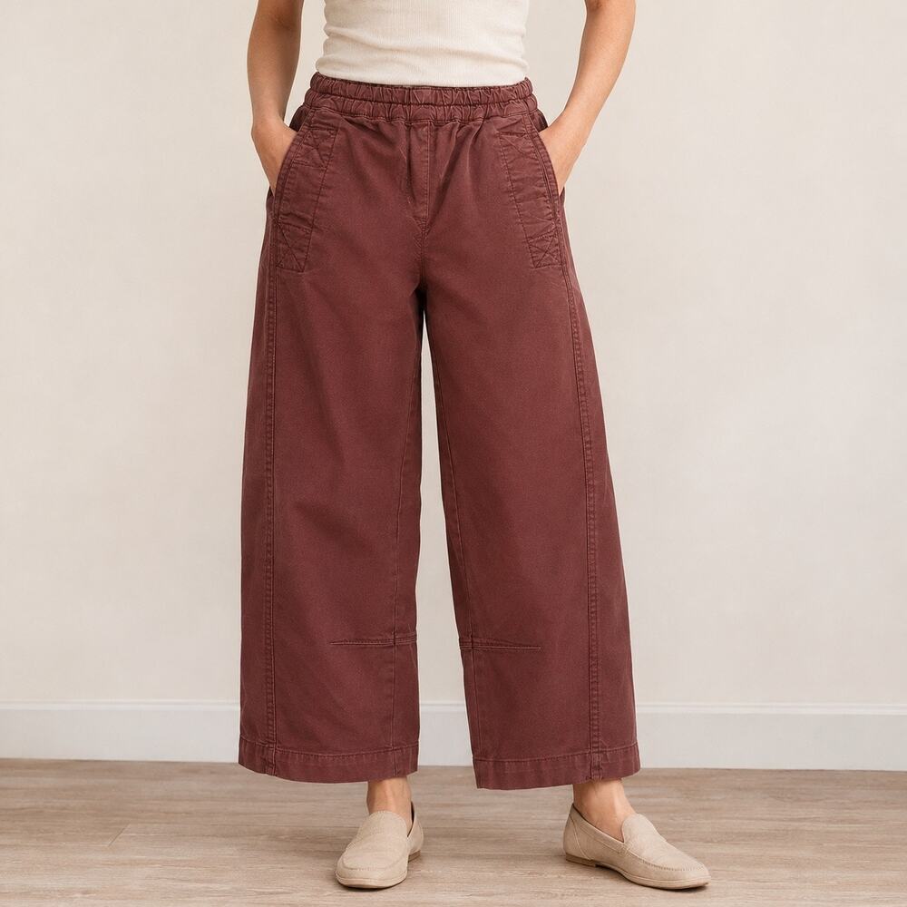 Banana Republic Wide Leg Barrel Cropped Pants in rust/wine color women s p